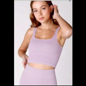 NEW Lavender Square Neck Ribbed Crop Top by Nikibiki